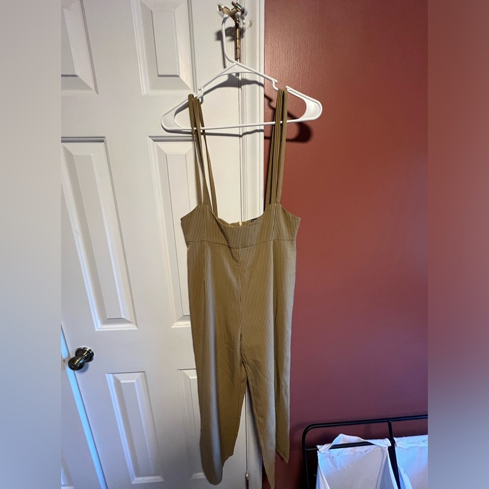 Forever 21 pinstriped overalls high waist with suspenders